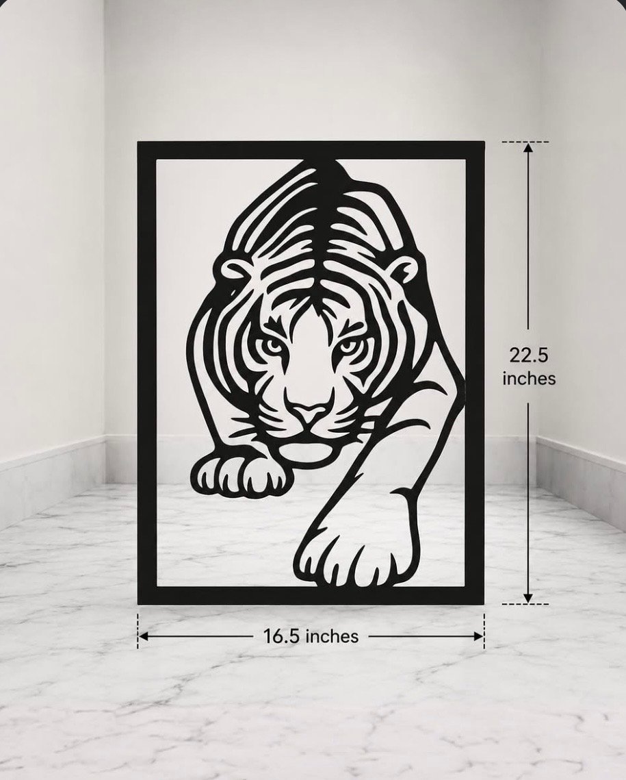 Majestic Tiger Metal Wall Art – 16.5 × 22.5 Inches